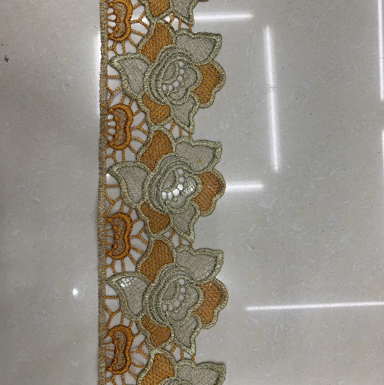 Polyester-polyester two-color water-soluble lace, turmeric and gold JR213#