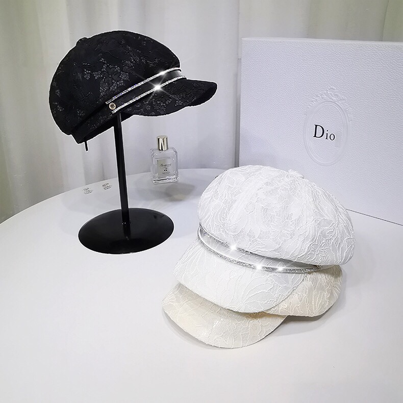 Rhinestone and willow stud fashionable and elegant beret, British versatile cap, cap, octagonal cap, newsboy cap, face-showing small cap for children