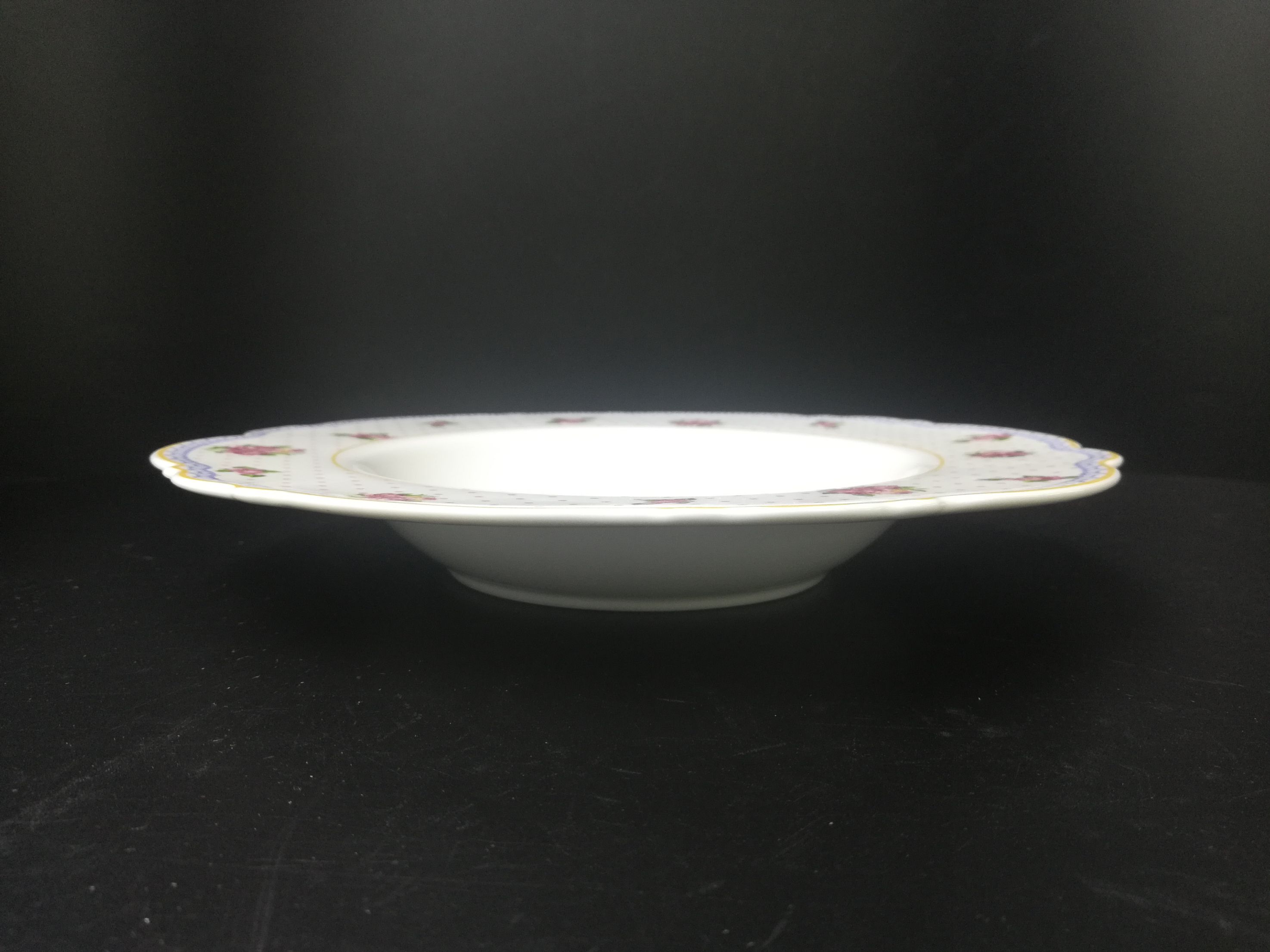 9 Inch Ceramic Bone China Plate Flat Edge Soup Monsoon Series Full Of Flowers Specification drawing
