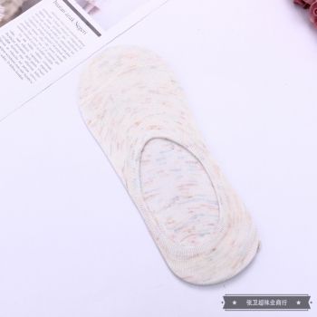 厂家现货直销 女款时尚多彩清新配色防滑船袜 夏季薄款隐形浅口袜白底实物图