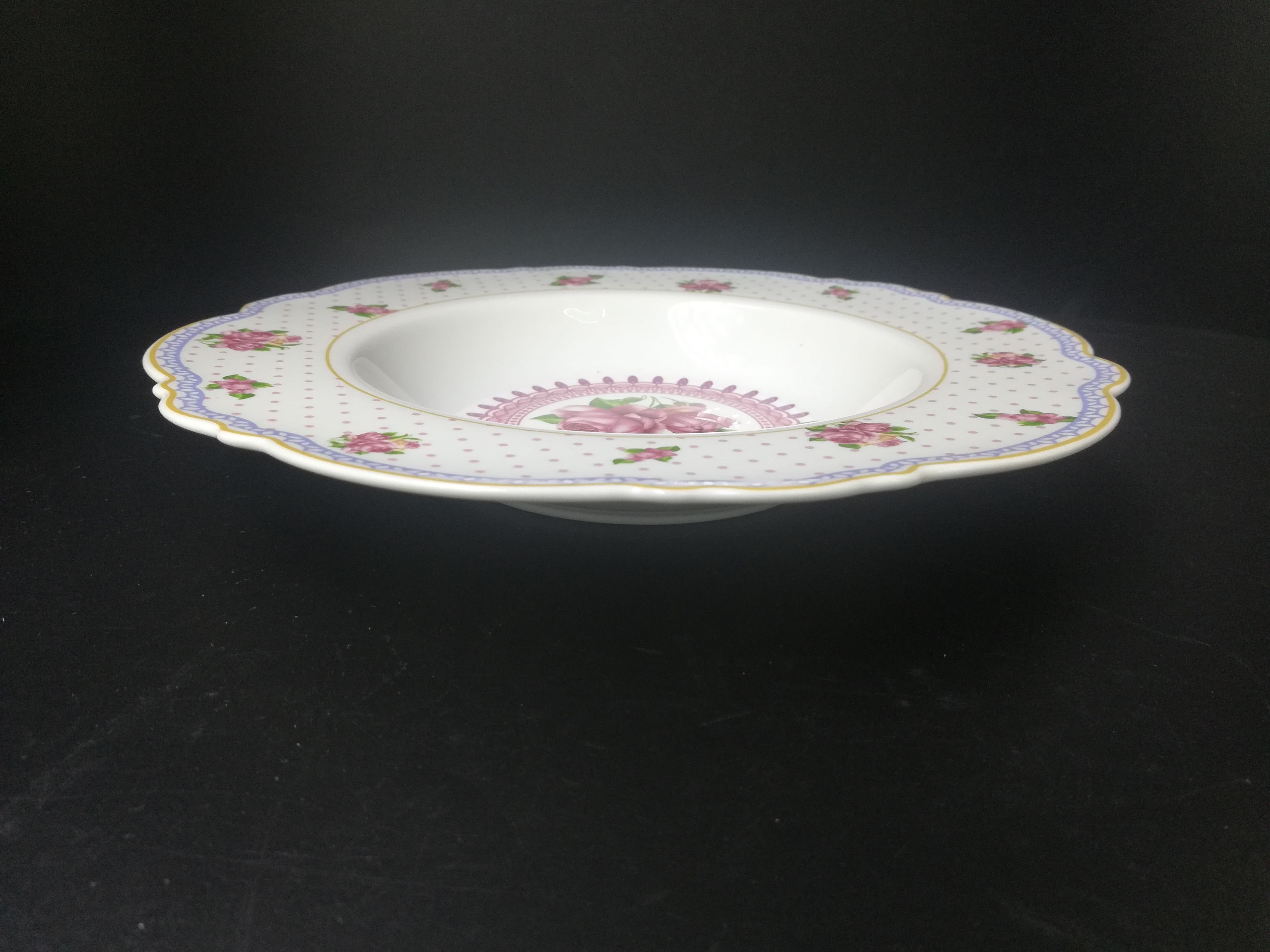 9 Inch Ceramic Bone China Plate Flat Edge Soup Monsoon Series Full Of Flowers details Picture