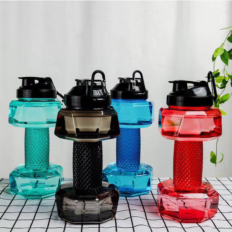 塑料哑铃水壶户外运动水杯便携式水桶详情图1