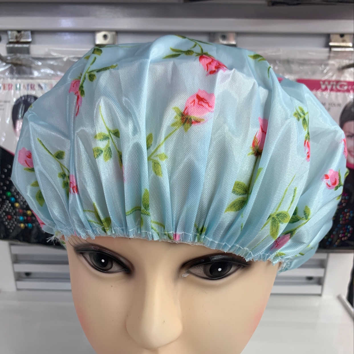 Waterproof shower cap with printed shower cap