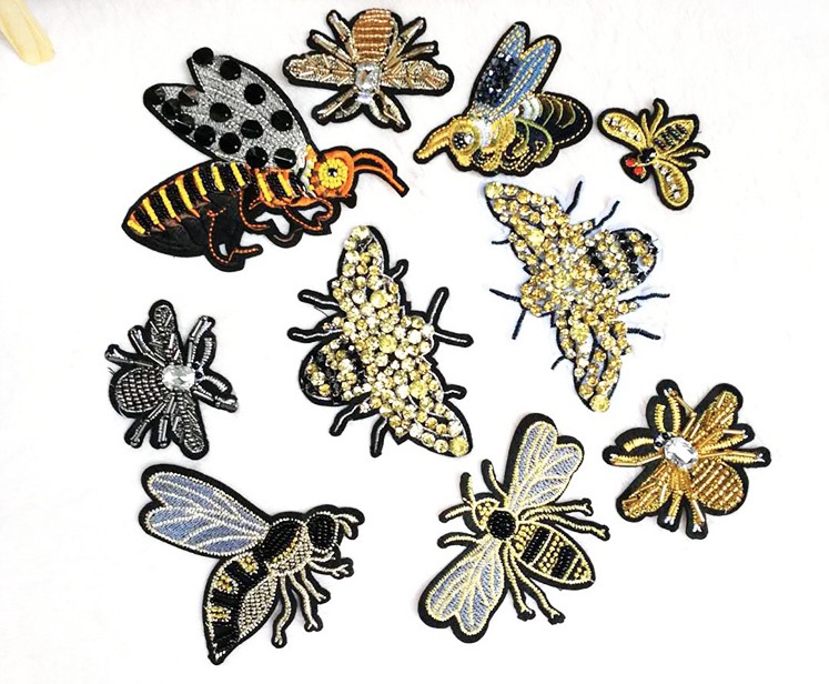 Hand-Nailed Beaded Clothing Accessories Embroidered Bee Cloth Paste Manufacturers Spot Support To Sample Customization