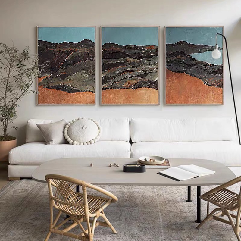 原创手绘《Ayers Rock》| 客厅三联抽象艺术风景油画详情图1