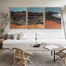 原创手绘《Ayers Rock》| 客厅三联抽象艺术风景油画