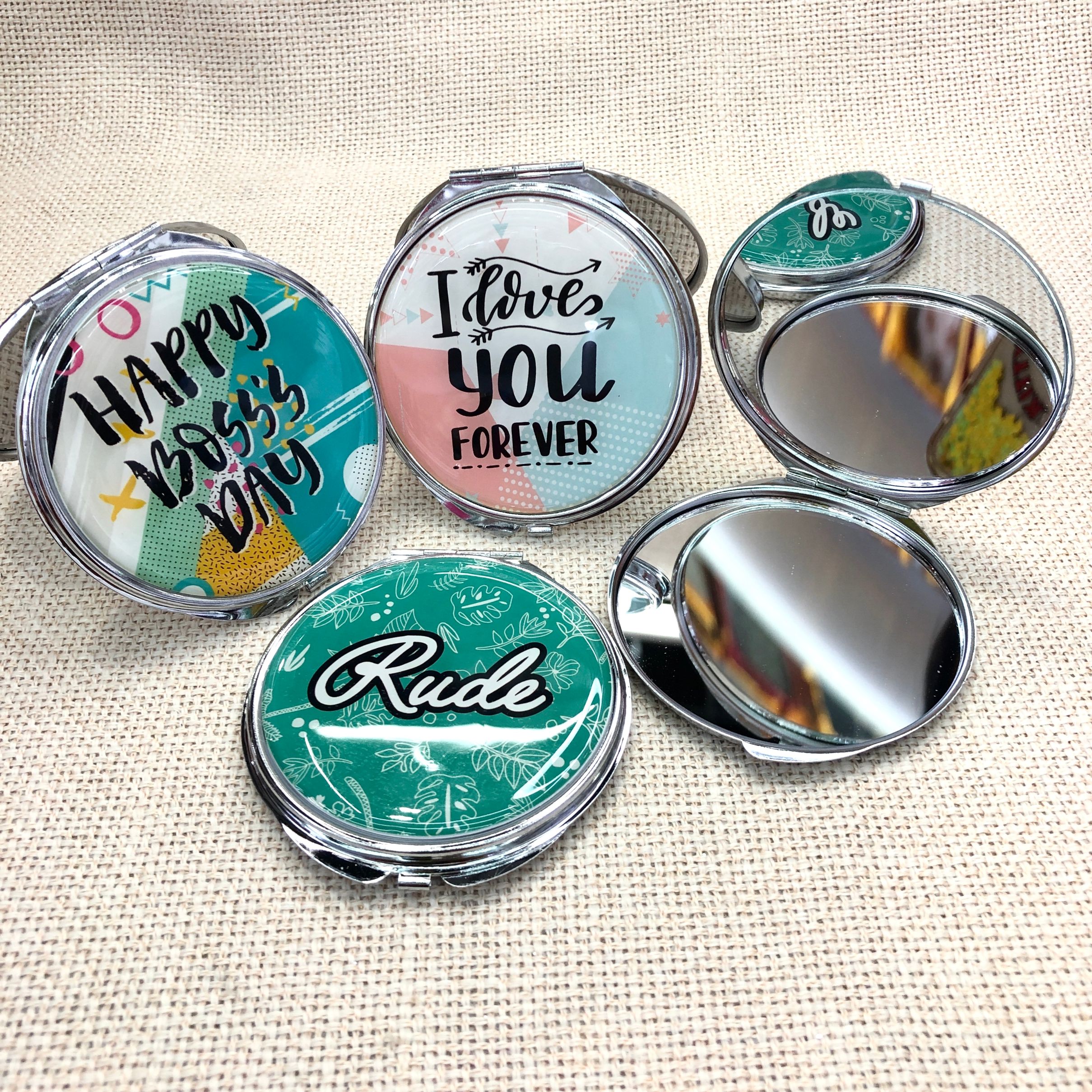 金属小镜子，双面折叠口袋镜 礼品广告镜详情图4