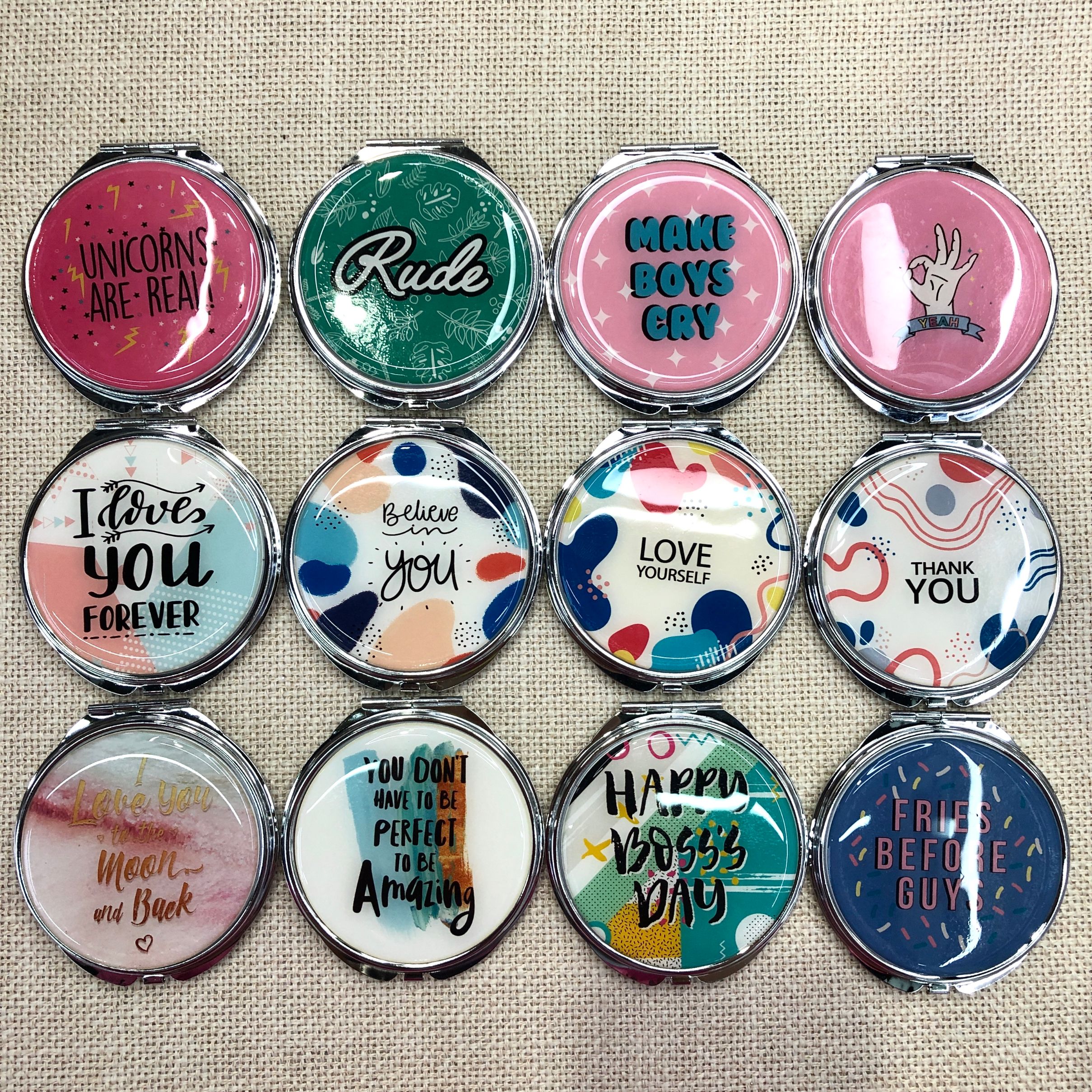 金属小镜子，双面折叠口袋镜 礼品广告镜详情图6