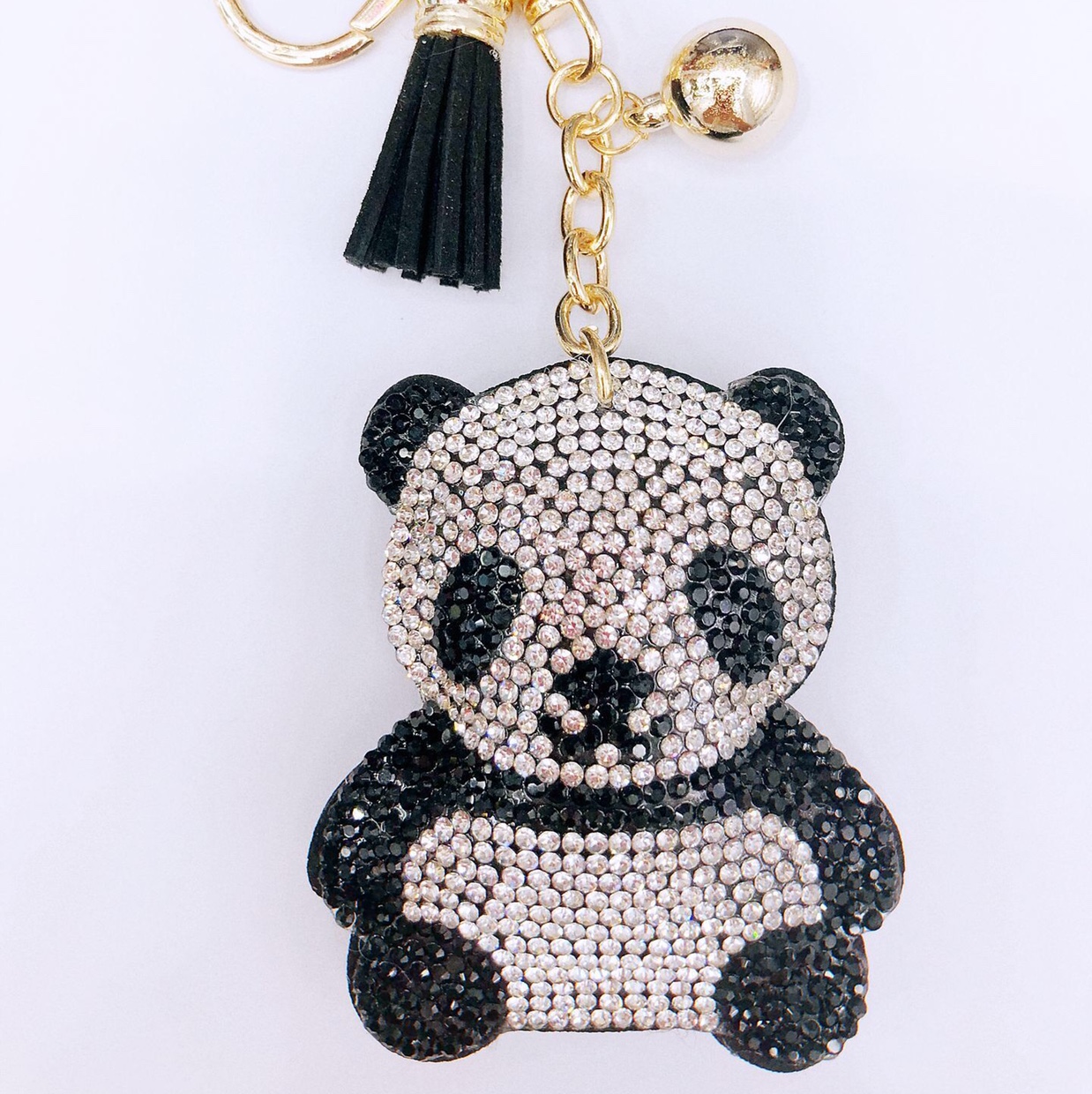 Korean plush panda keychain