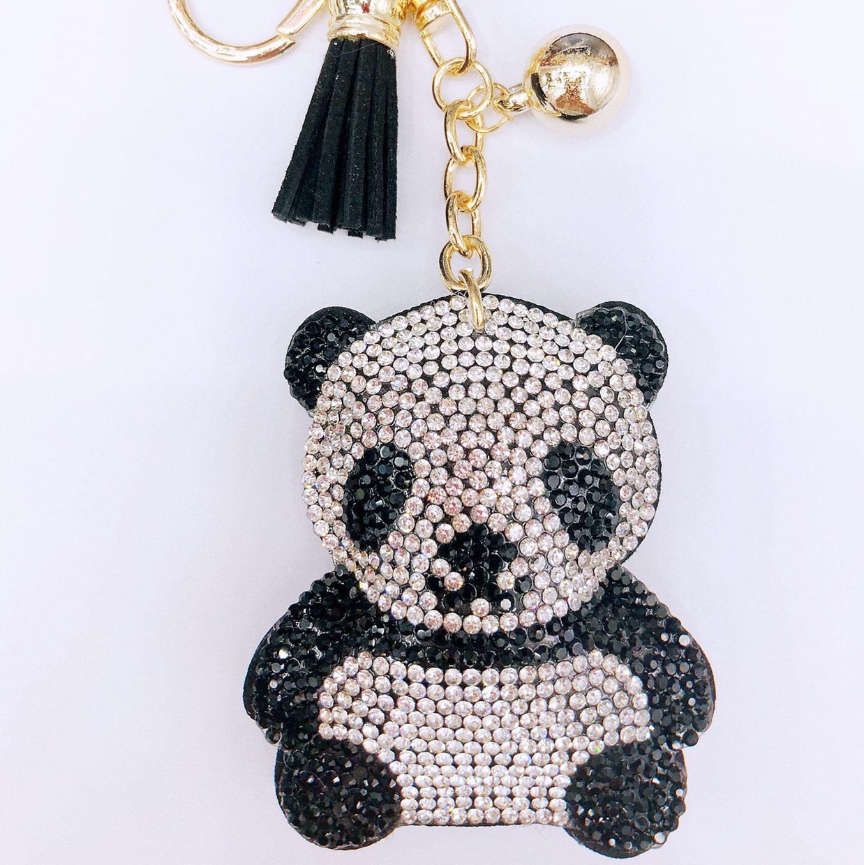 Korean plush panda keychain details Picture