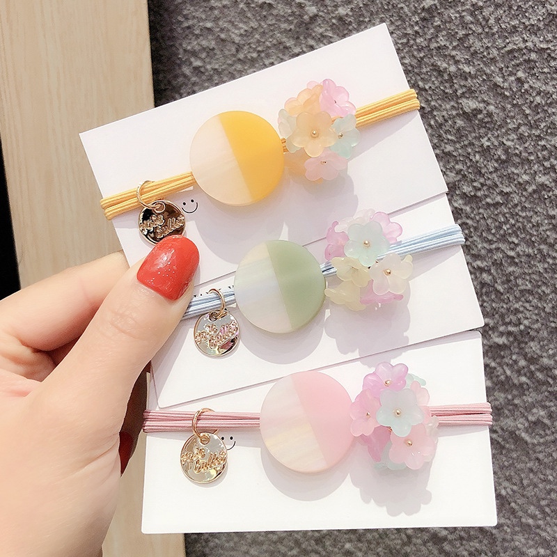 South Korea's new jelly two-color hybrid tie-in colorful transparent floret college hair ring ins web celebrity hot style headgear thumbnail