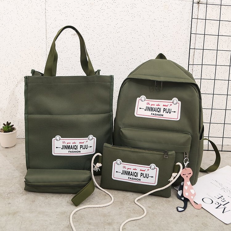 Korean version printed white label student four-piece backpack set Specification image