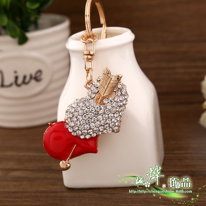 Zinc alloy red heart-shaped keychain details Picture