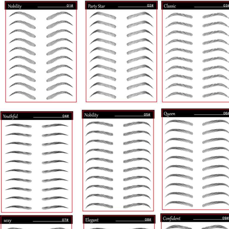 Wholesale customized 6D eyebrows stick semi-permanent eyebrows waterproof eyebrow stickers water transfer printed web celebrity 3D ecological eyebrows stick
