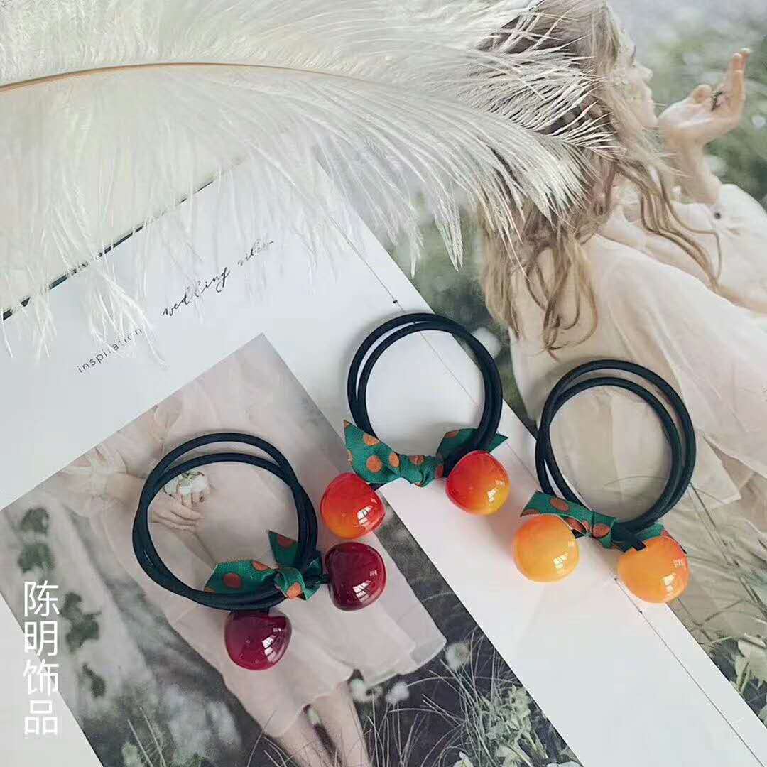 Korean web celebrity hot style imitation cherry rubber band head rope details Picture