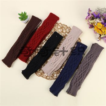 Korean Version Of Gloves Female Bare Fingers Autumn And Winter Cute Wool Fake Sleeves Thickened Knit Half Finger Extended Warm Arm Cover full figure