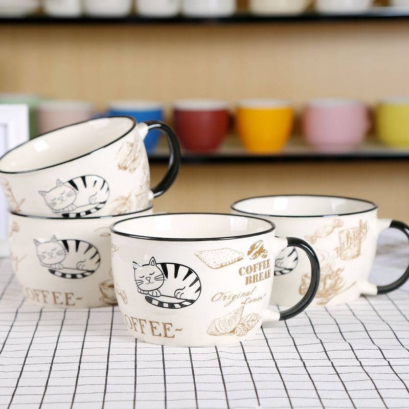 Lovely kitten Ceramic Cup European coffee cup afternoon tea breakfast cup flower cup thumbnail