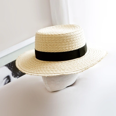 Flat Top Hat For Women And Men Imitation Lafite Three Strands Braid