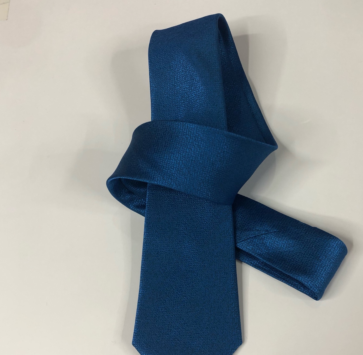男士领带浅蓝色涤纶领带编织提花纯色领带工厂详情图4