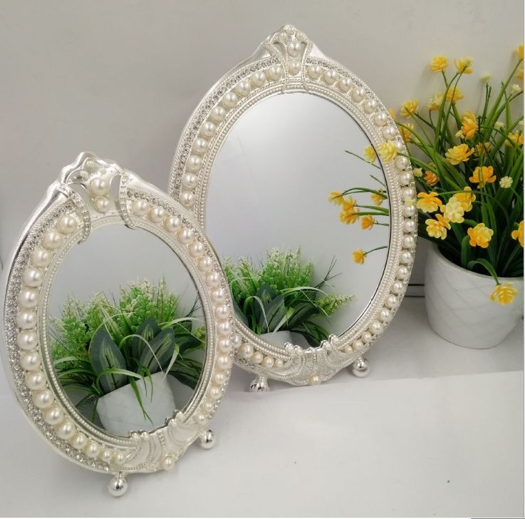 Pearl mirror, pearl photo frame, oval photo frame, oval mirror, plastic mirror detail image 3