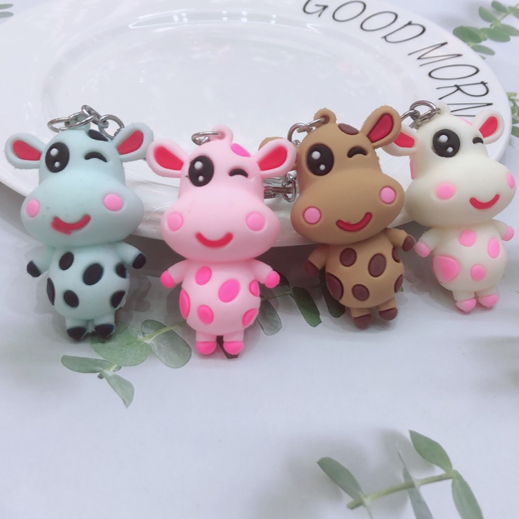 Simple South Korea lovely cow key chain 12 zodiac cow small pendant bag hanging ornaments thumbnail