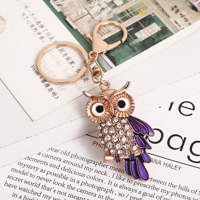 New Korean version owl keychain with diamonds