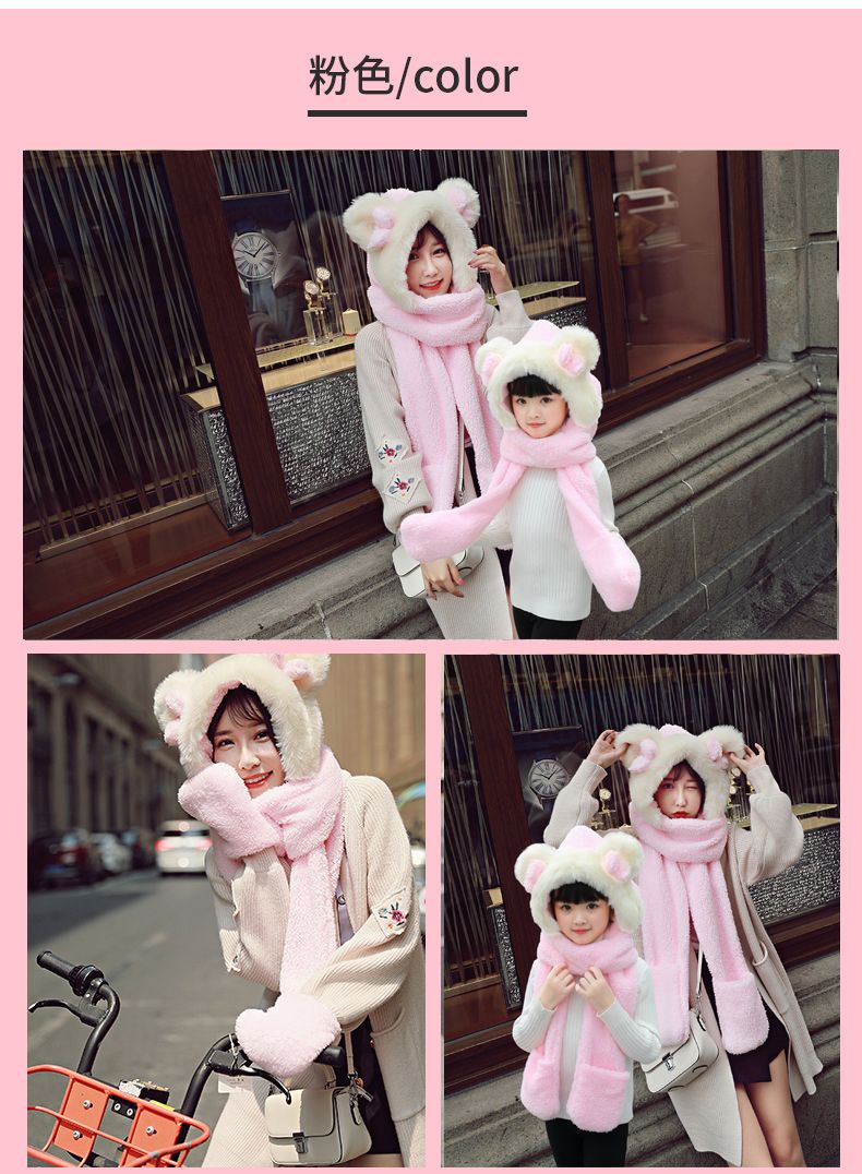 Winter Wool And Thickened Ears, Hat And Scarf, Lamb Wool And Warm Neck Thickened undefined
