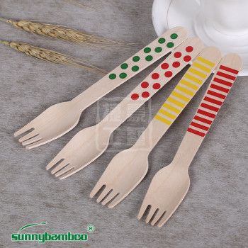 Printed disposable tableware, portable wooden forks for outdoor travel, disposable forks for restaurants, wooden fork manufacturers wholesale