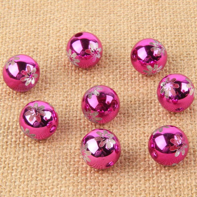 24MM彩色uv 雕刻圆珠印花效果圣诞灯饰婚庆饰品配件散珠批发详情图6