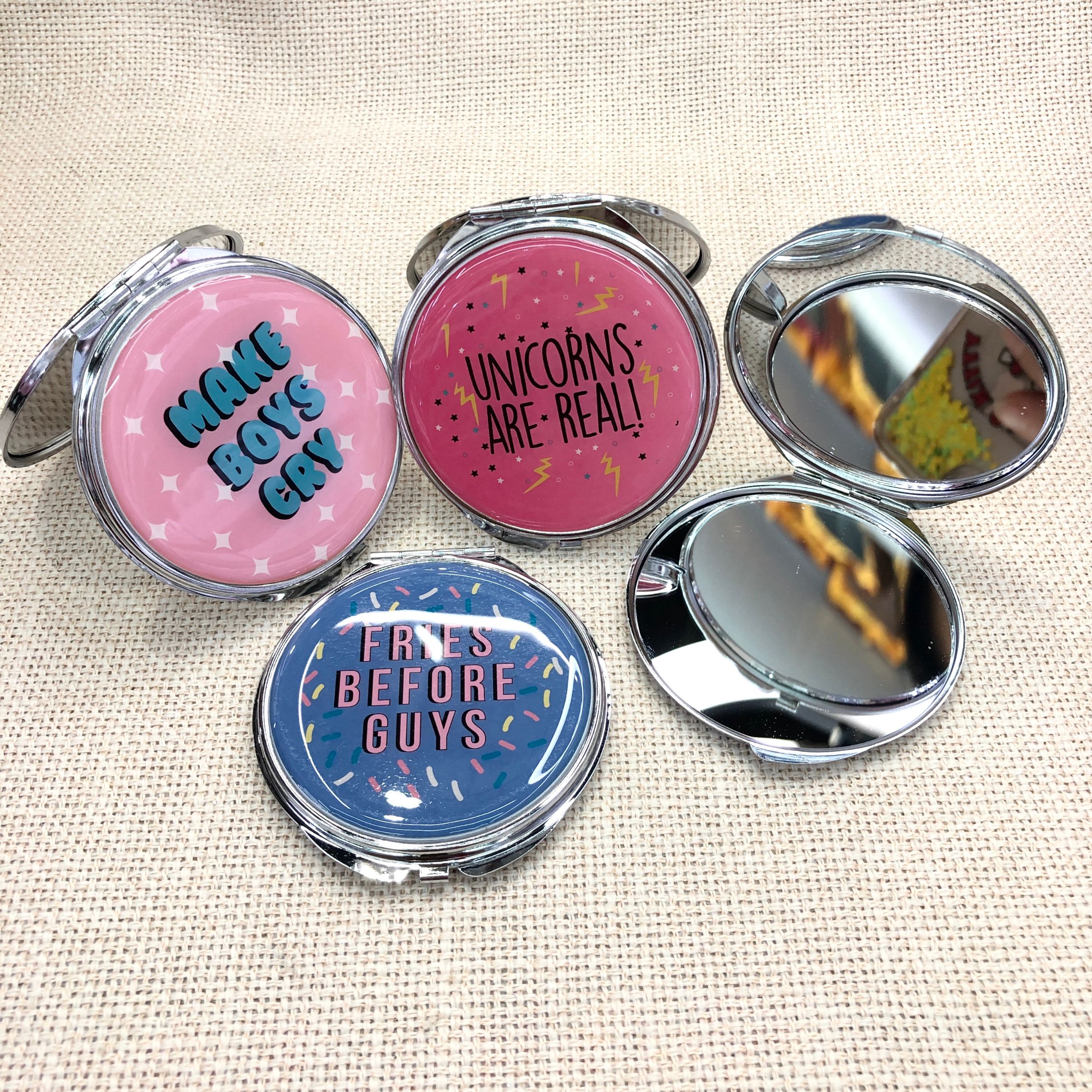 金属小镜子，双面折叠口袋镜 礼品广告镜详情图2