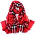 羊毛围巾色织格子精纺围巾色织格子红色女士时尚韩版潮流围巾2021新款