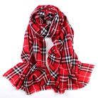 秋冬新款纯羊毛围巾色织格子精纺格子围巾小格子红色