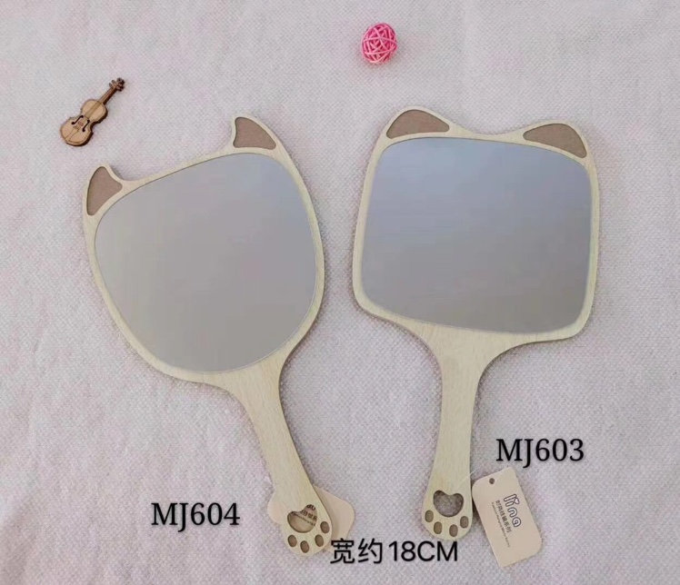Cartoon wooden handle mirror