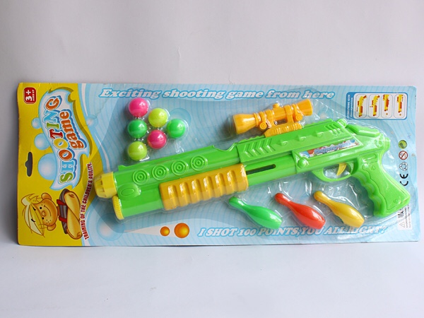 Table tennis gun pneumatic gun firing ball bullets soft gun paper flaps foam boy hit my duck toy 129-7