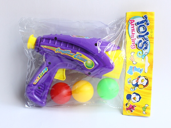 Table tennis gun pneumatic gun firing ball bullets soft gun paper flaps foam boy hit my duck toy 129-20