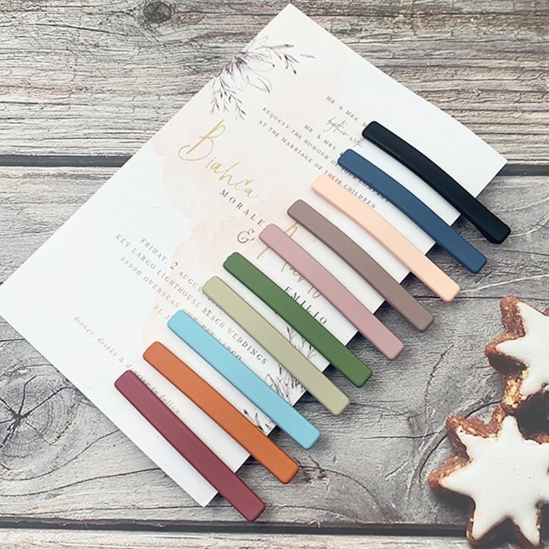 莫兰迪色韩国网红发夹ins磨砂一字夹刘海夹发饰头饰发卡bb夹批发产品图