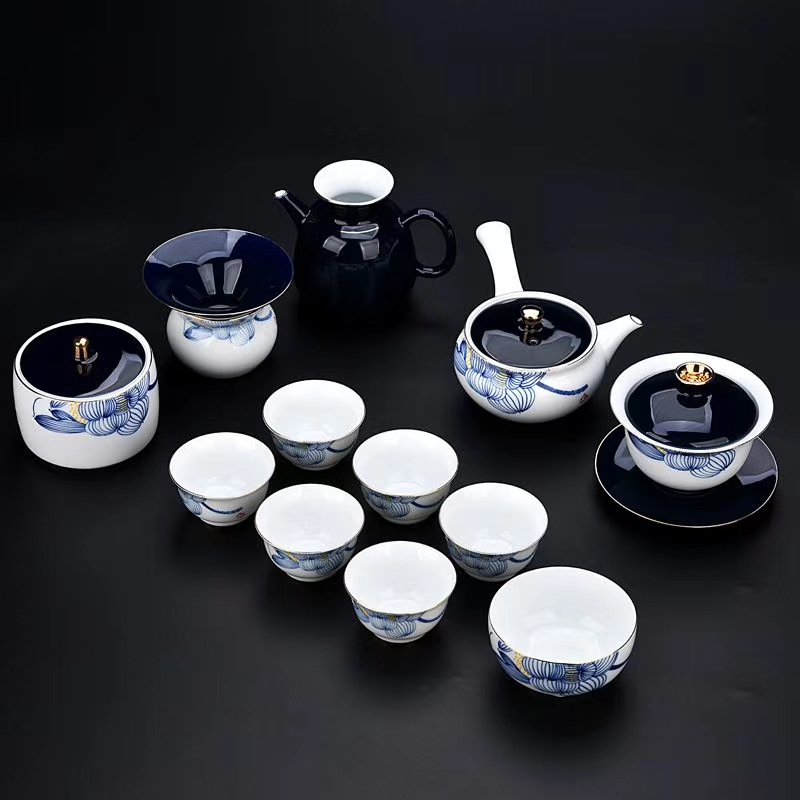 Yiwu Selection 14 head blue and white tea set set thumbnail