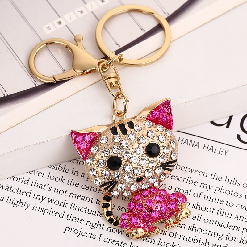 Korean version zinc alloy cat keychain