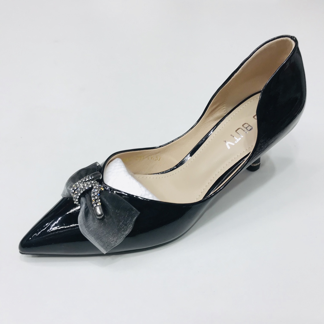 Victory Shoes French patent leather Bow Hollow high-heeled single shoes