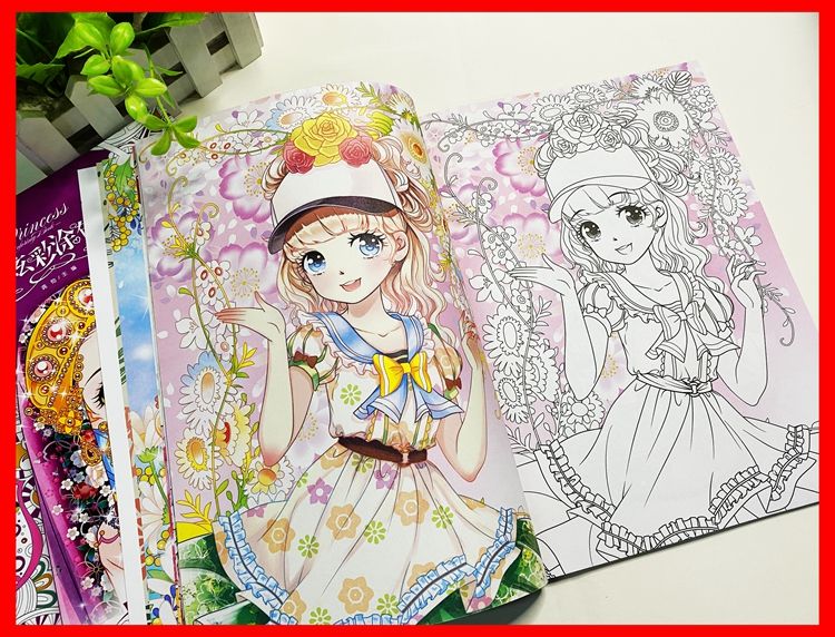 炫彩公主涂色画绘画册儿童画画书全10册幼儿园填色涂鸦魔法美少女详情图15