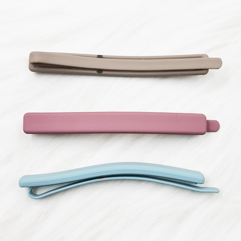 莫兰迪色韩国网红发夹ins磨砂一字夹刘海夹发饰头饰发卡bb夹批发细节图