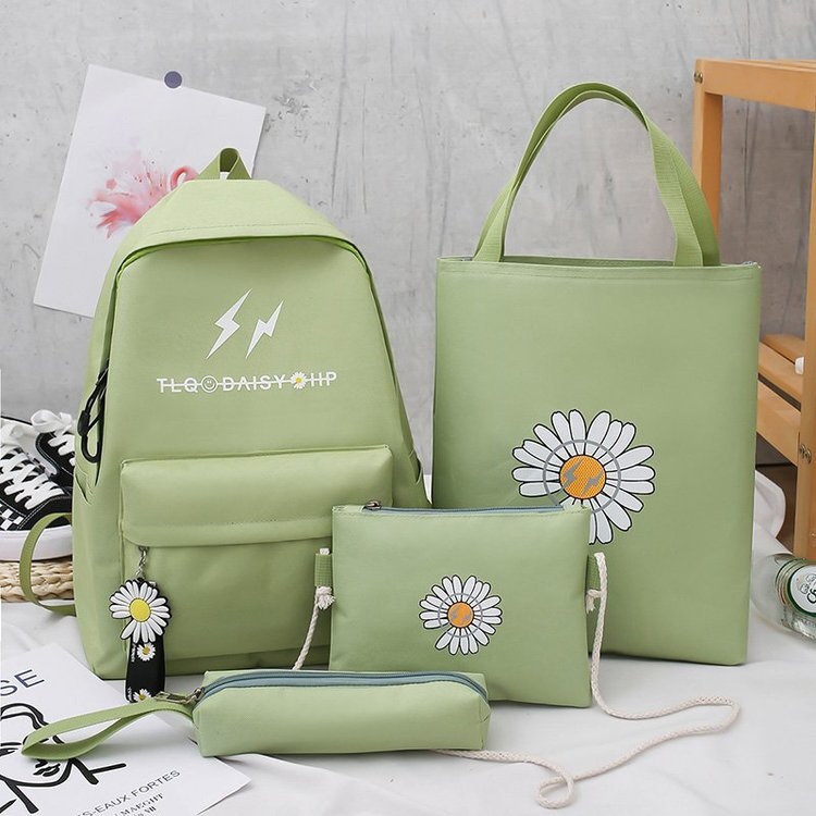 Korean version of the casual student four-piece backpack with a large Daisy pattern Specification image