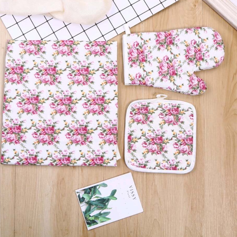 Red Eagle Canvas Environmental Printing Microwave Hand Set Kitchen Mat Three-Piece Set