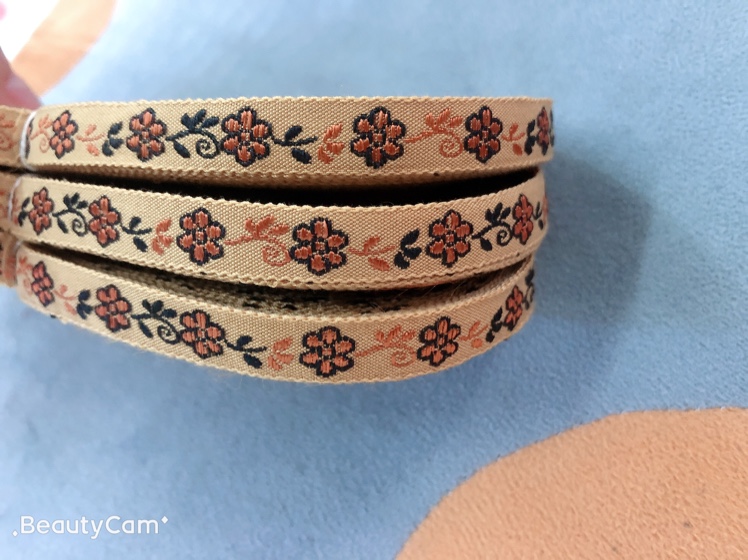 1公分木机刺绣提花织带花边卡其色🌺手工diy服装辅料