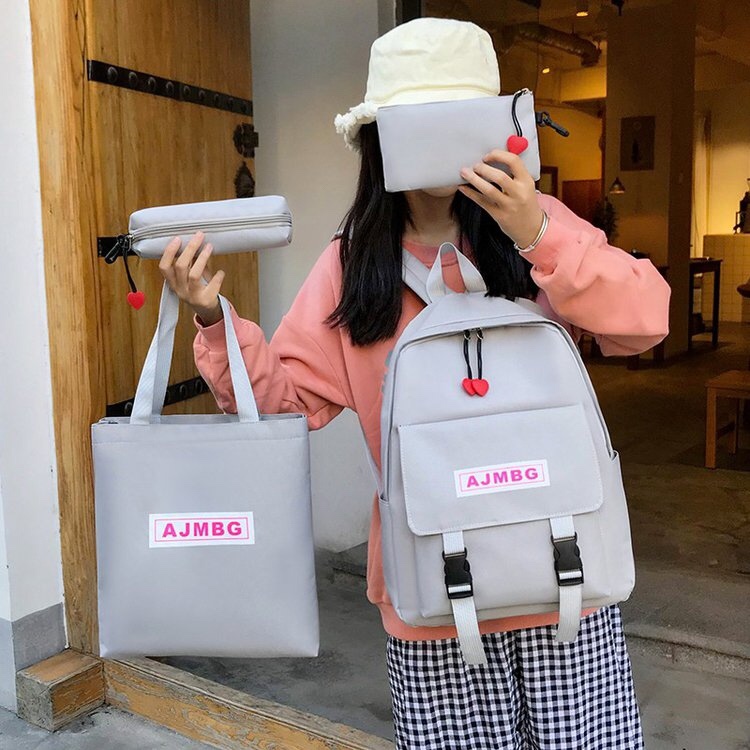 Korean school style four-piece student backpack printed version details Picture