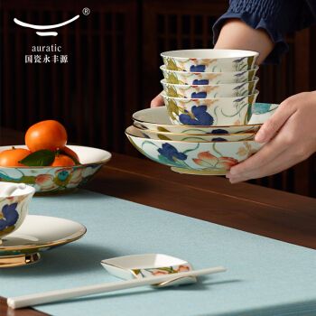 素格 国瓷永丰源幸福礼-幸福和鸣31头中餐具碗盘碟勺中式套装31头产品图