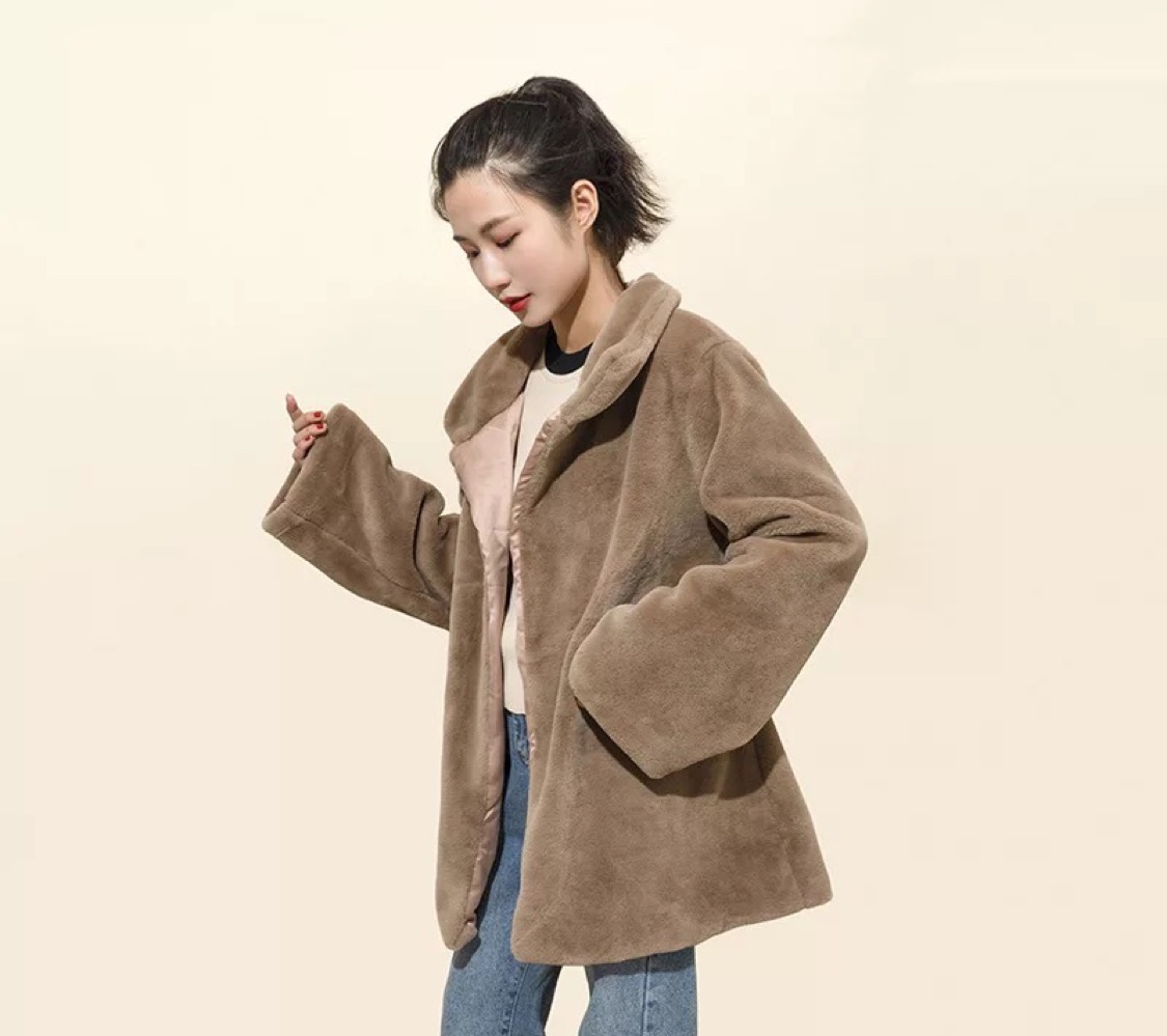 2020新款仿皮草外套欧美女装长款宽松兔毛亚马逊爆款皮草外套女细节图