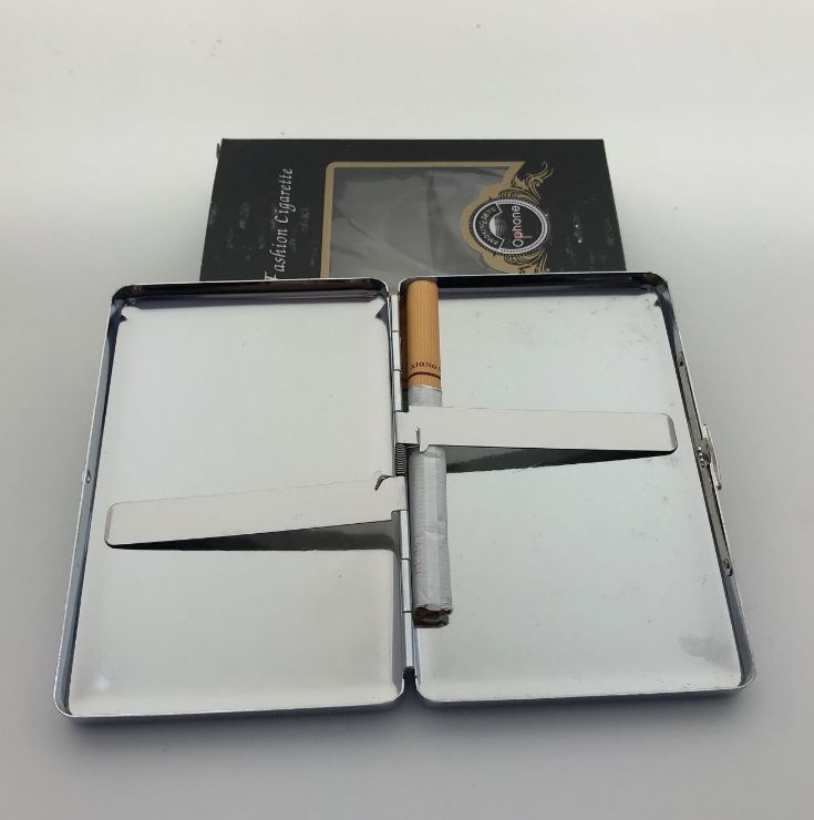 加长烟盒16支装便携超薄不锈钢皮香菸盒子男个性创意细烟金属烟夹详情图3