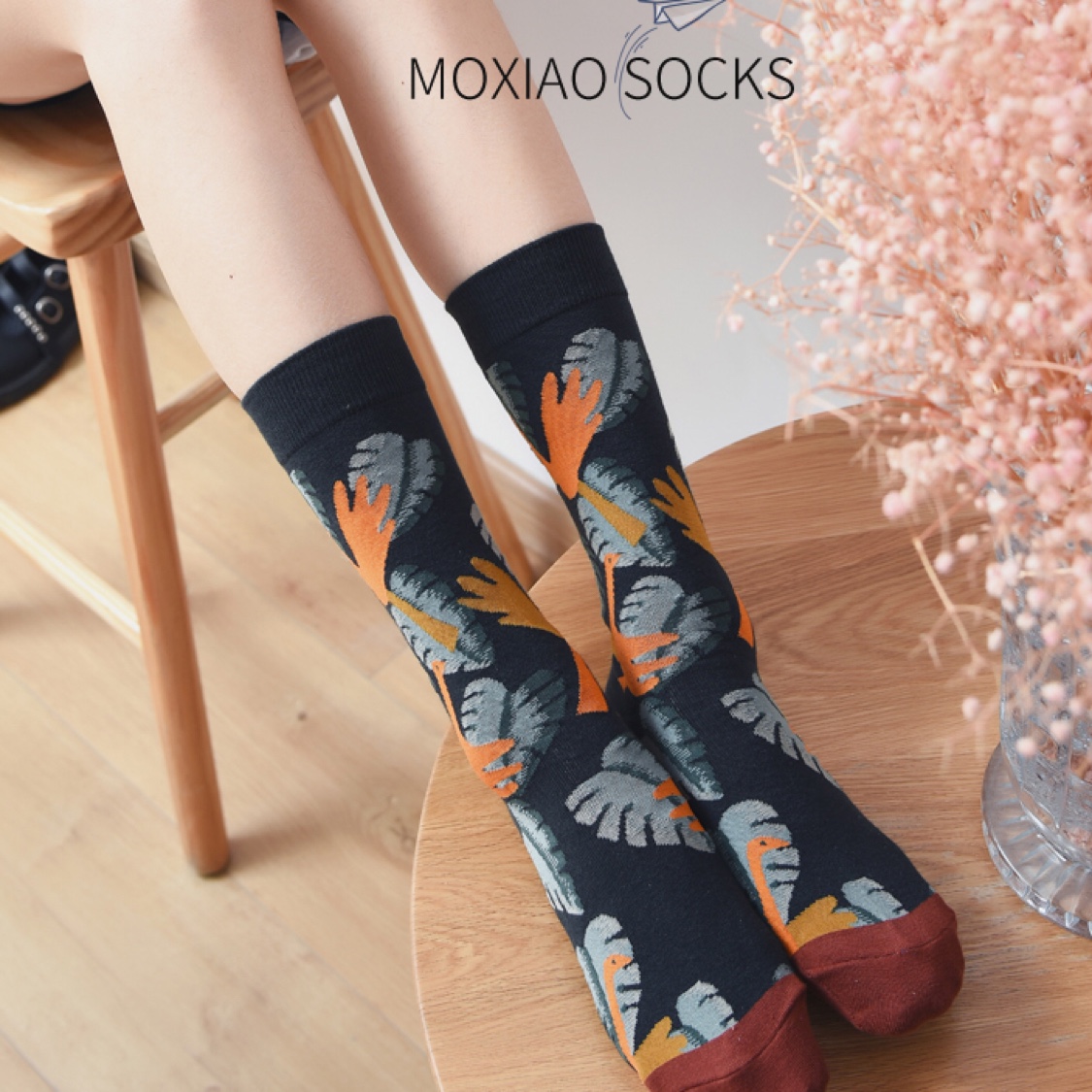 MOXIAO's new French art series Morandi color artistic women's mid-calf socks undefined