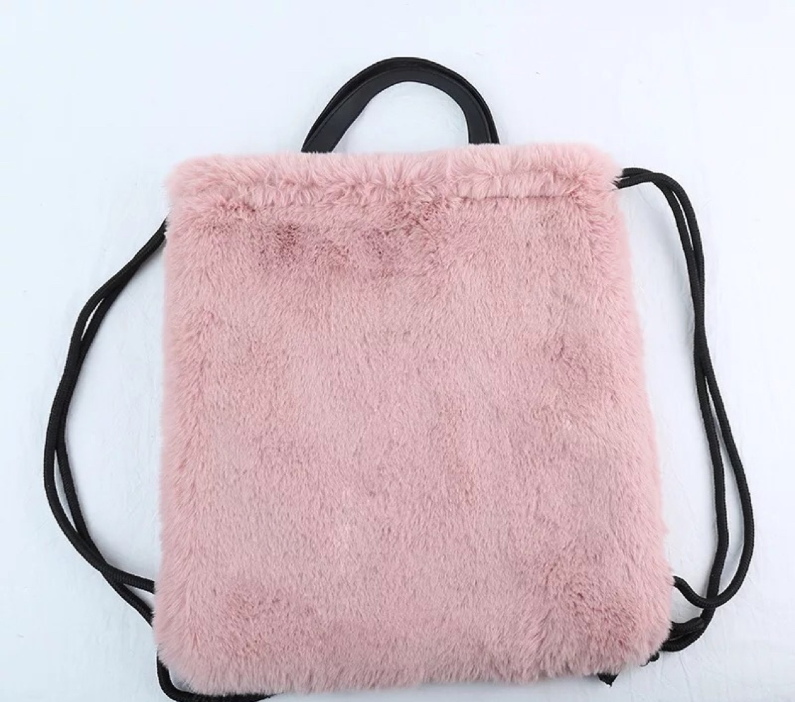 2020仿皮草背包毛毛手提绳扣双肩包大容量韩版潮包女手拎包双肩包细节图